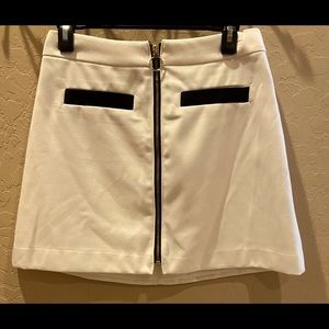 Black and White Zip Up Mini Skirt